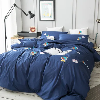 

Adorable Blue Cartoon Fashion Anime Bedding Four Sets Sheet Pillowcase & Duvet Cover Luxury Set 3d Embroidery Bed D-81