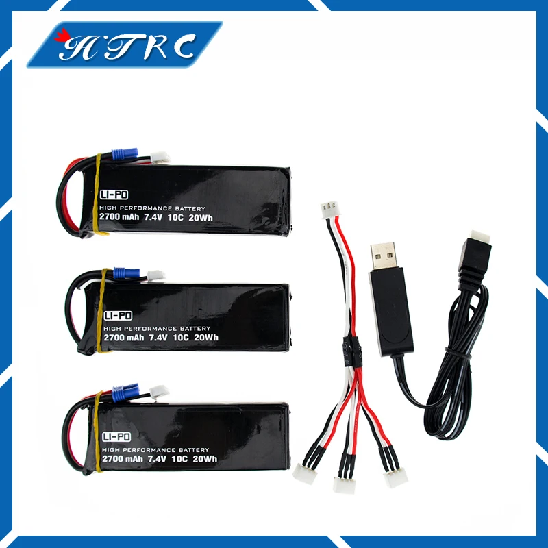 

Hubsan H501S 7.4V 2700mah lipo batterie 10C Piles Batteries 3 pcs et USB chargeur pour H501C rc Quadcopter Avion drone Pices