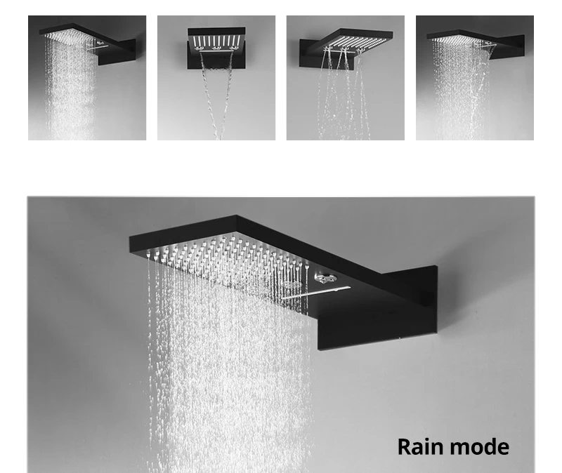Rotating Water Led Shower Set 22 Waterfall Controller Black Shower System Massage Bath & Shower Faucets  (8)