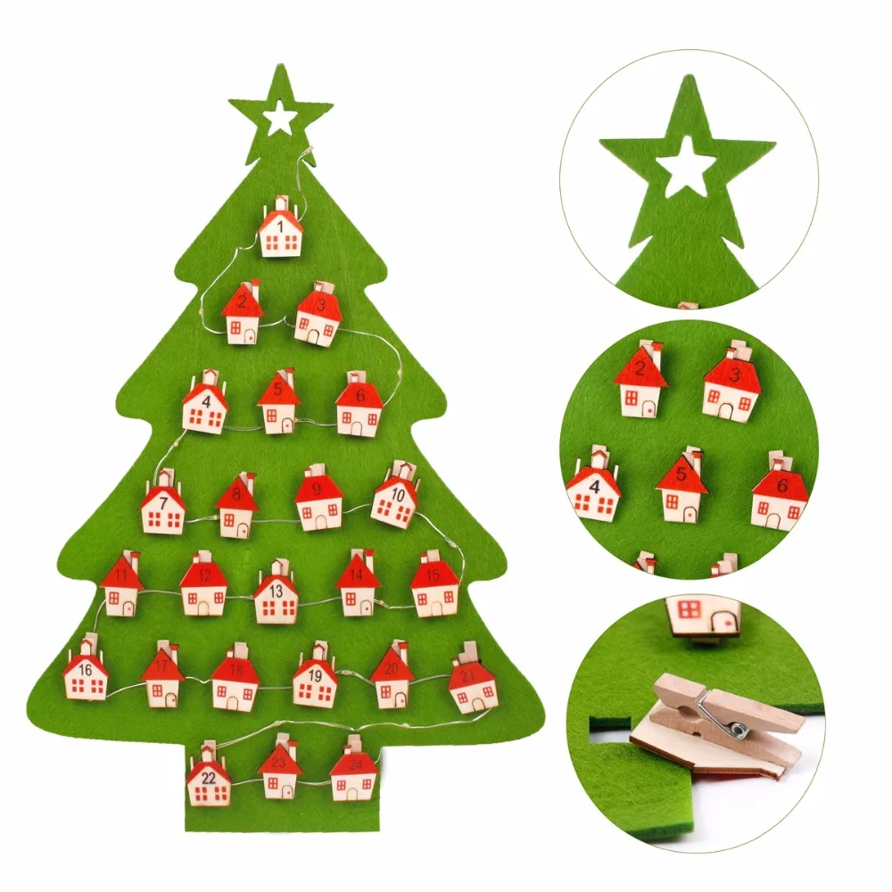 FENGRISE Merry Christmas Advent Calendar Felt LED Wall Calendar Christmas Noel 2018 Advent Calendars Diy Gift New Year 2019 in Advent Calendars from Home