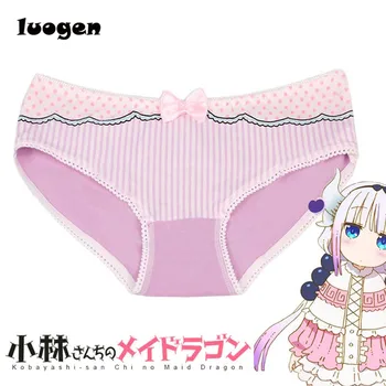 

women's Striped Cotton briefs Cute Lolita Girls Bow Mid-waist panties Ladies briefs underwear Miss Kobayashi's Dragon Cosplay