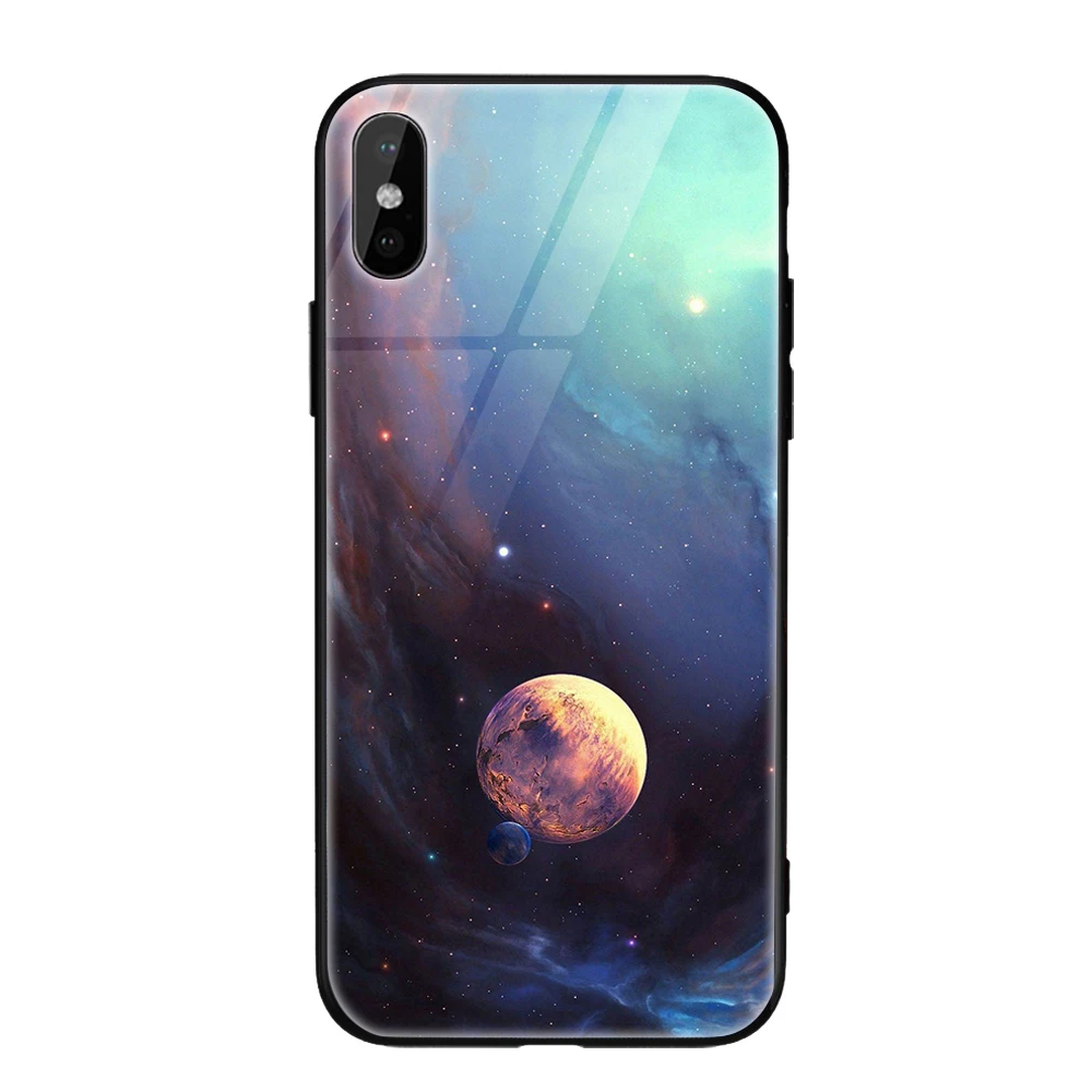 Стеклянный чехол для телефона для iPhone 11X7 8 10 6 s XS Star Space чехол для iPhone 8 7 6 6s Plus X противоударный чехол силиконовый Coque 6 - Цвет: Style 5