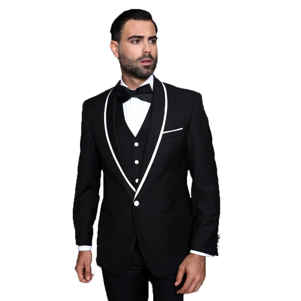 

Men Suits Black Shawl Lapel Wedding Suits Evening Dress Custom Made Slim Fit Casual Best Man Blazer Tuxedo Party