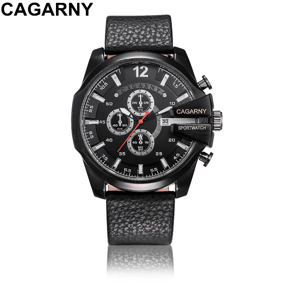 Reloj Hombre Роскошные Брендовые мужские часы CAGARNY с кожаным ремешком кварцевые часы военные спортивные мужские часы Relogio Masculino