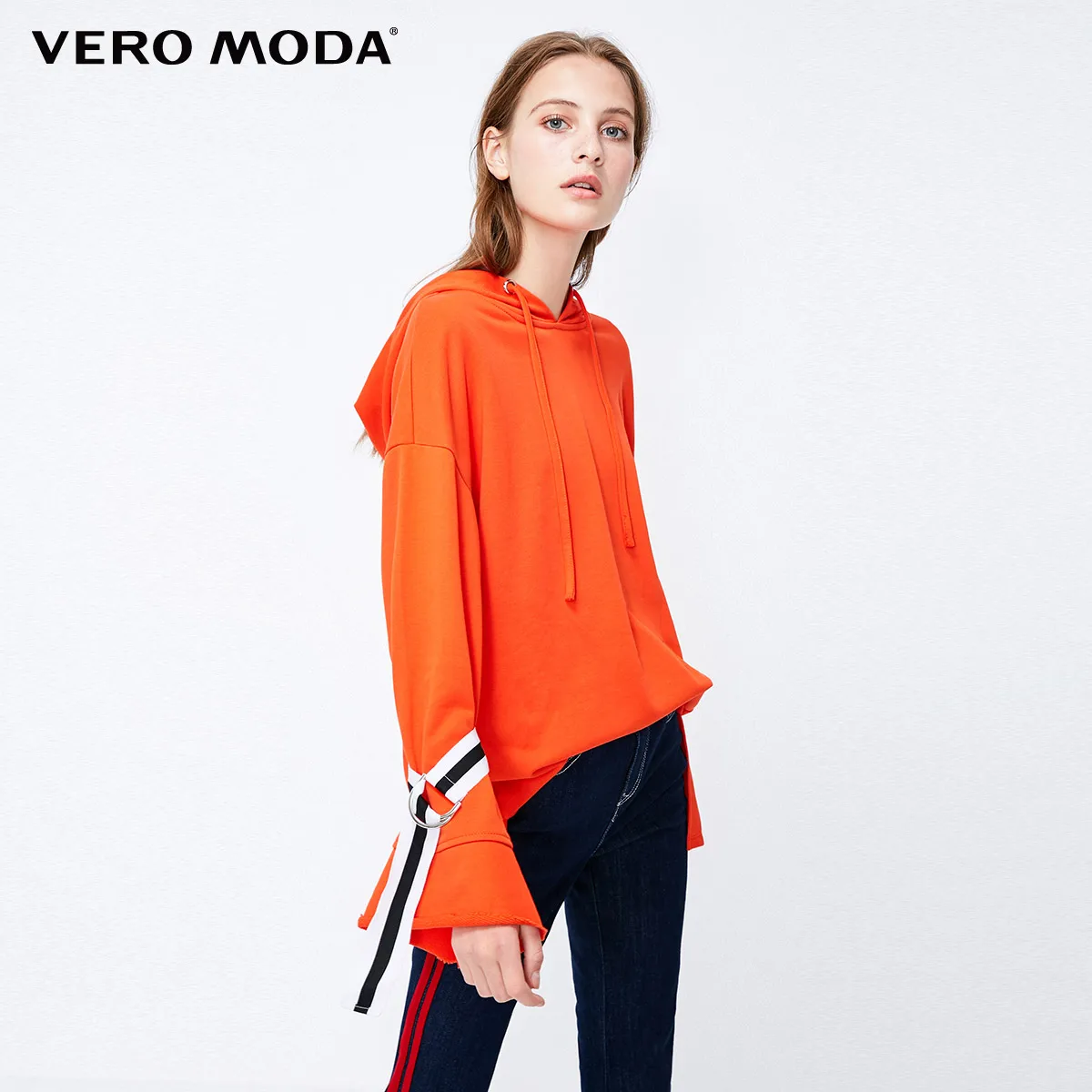 Outrageous orange Vero Moda толстовка Женская для отдыха с расклешенными манжетами на шнуровке | 318333502 - Цвет: Outrageous orange