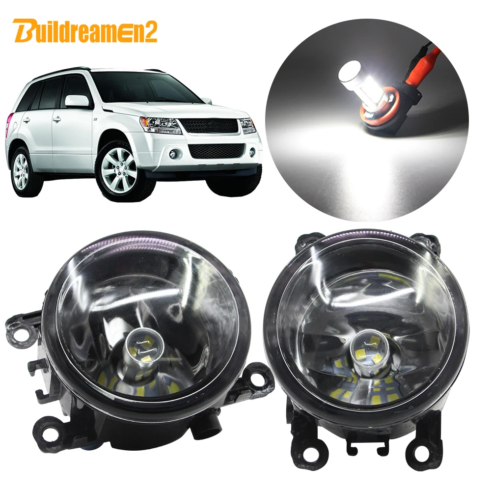 

Buildreamen2 For Suzuki Grand Vitara 2/II Closed Off-Road Vehicle JT 2005-2015 Car H11 Front Fog Light Lampshade + Bulb DRL 12V