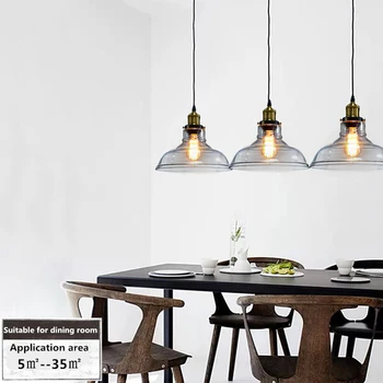 

Nordic Pendant Lights Vintage E27 Glass Lampshade Loft Kitchen Pendant Lighting Retro Edison Hanging Lamp