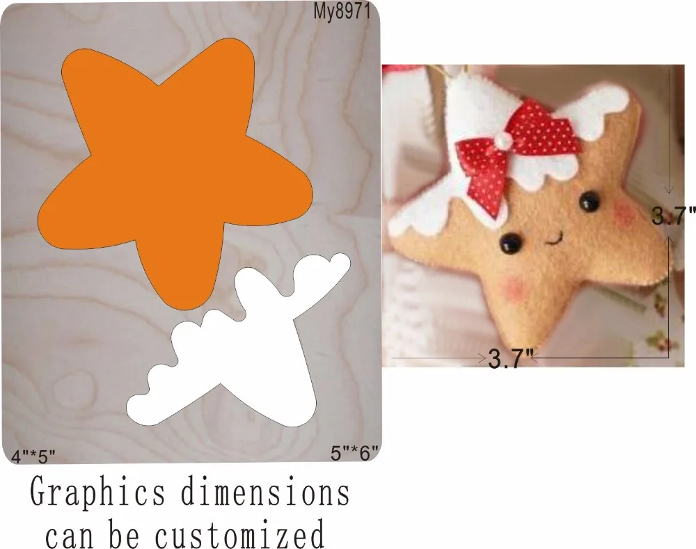 

Five-pointed star Wooden die New Compatible MY The details are size mold, graphic size,