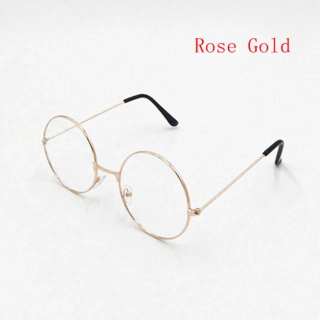 KPAY New Classic Flat Myopia Optical Mirror Simple Metal Women Men Fashion Glasses Frame Vintage Glasses Frame Round Lens - Цвет оправы: rose gold