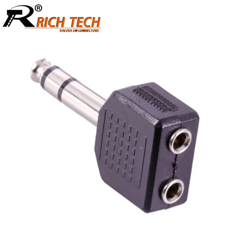 100pcs/lot Dual 3.5mm Female Jack to 6.35mm 3-pole Stereo Male Plug Adapter Connector Wholesale | Обустройство дома