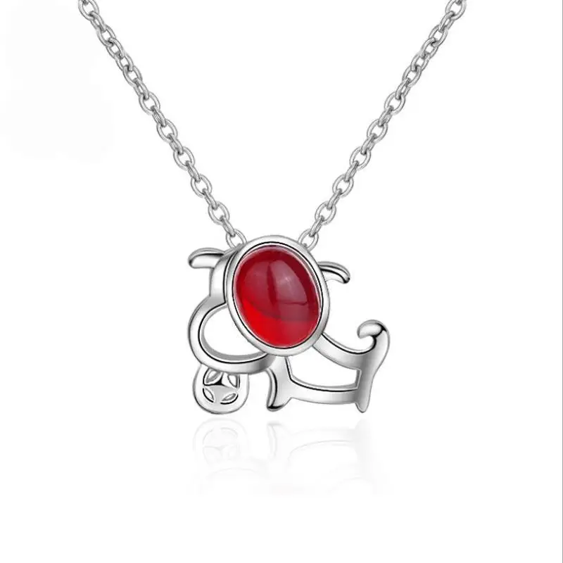 

Everoyal Top Quality Silver 925 Girls Clavicle Necklace Jewelry Cute Crystal Red Dag Pendant Necklace For Women Accessories Lady