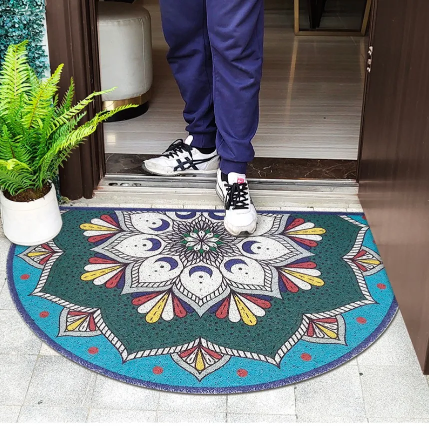 Luxury Ethnic Bohemia Door Mat Waterproof Carpet Sticker Floral Rug Sticker Decorative Stair Mats Living Room PVC Material Mat