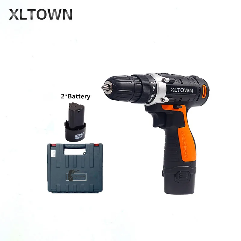 

XLTOWN 12v cordless electric drill with 2 battery a plastic box lithium battery rechargeable electric screwdriver power tools