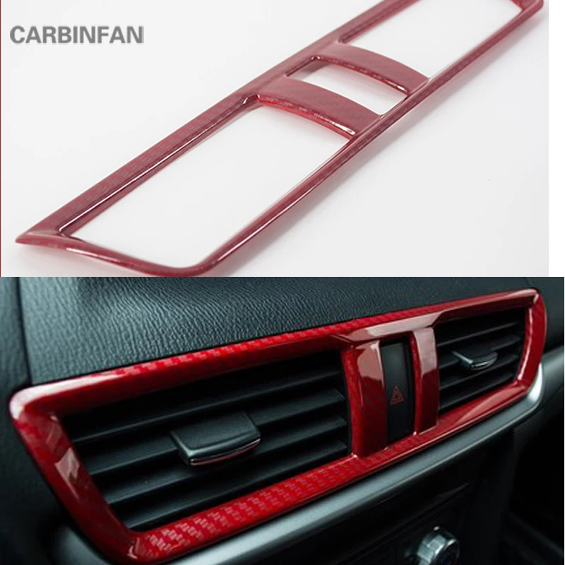 

Carbon fiber red car center middle control air outlet decorative frame covers trim Auto accessories For Mazda 3 Axela 2014-2017