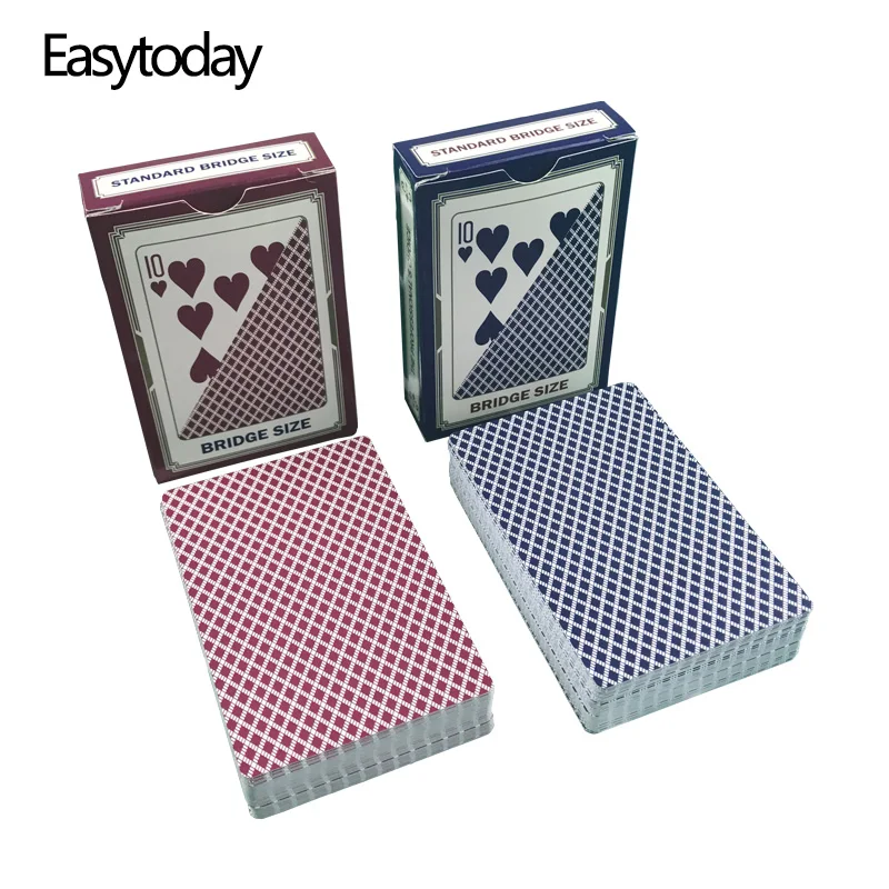 

Easytoday 10Pcs/Set Baccarat Texas Hold'em Plastic Playing Cards Game Set Waterproof Frosting Poker Card Board Bridge Poker Card