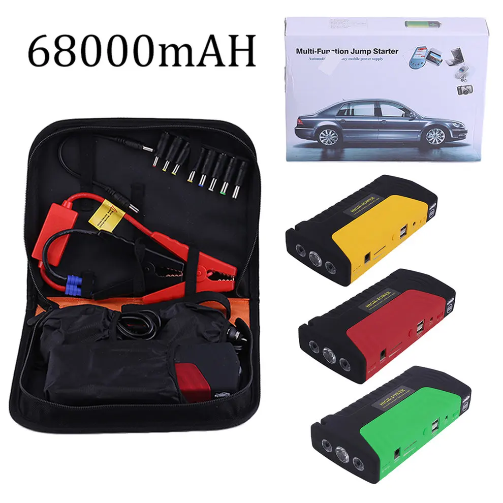 68000ma Multifunctional Portable Cars Auto Emergency Start Car Jump Starter Power Bank With Three Lights Engine Booster