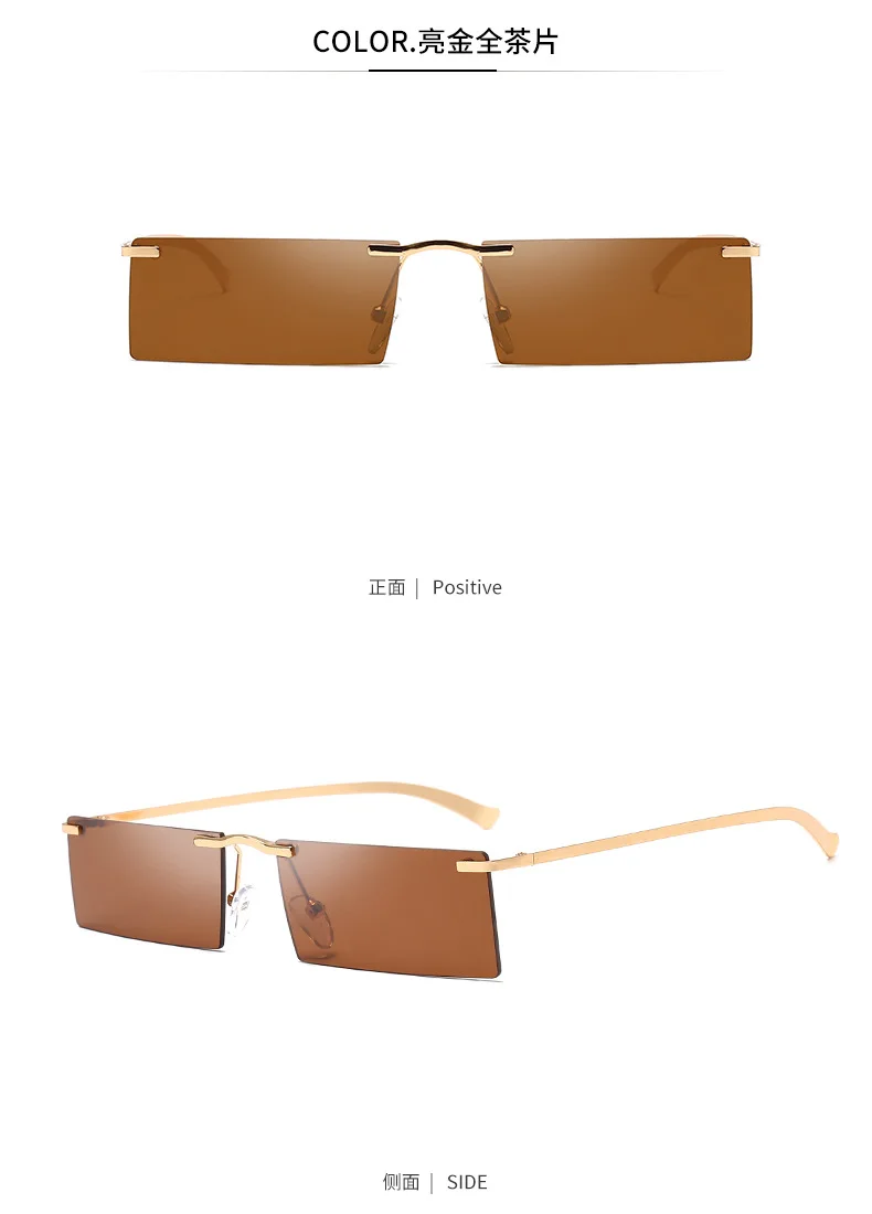 Женские солнцезащитные очки, трендовые товары, модные маленькие прямоугольные солнцезащитные очки без оправы, женские солнцезащитные очки розового золота oculos de sol feminino