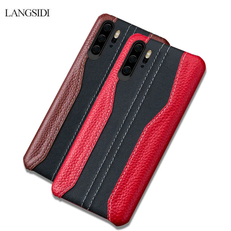 Genuine Leather Phone case For Huawei p30 p20 Pro Covers for Huawei mate 20 p30 pro coque Stitch Cowhide Cases for Honor 8X