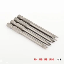 4 шт 75 мм Длинный гаечный ключ 1/"(6,35 мм) шестигранный хвостовик Магнитный u-образный U4 U6 U8 U10 Набор бит для электрической отвертки