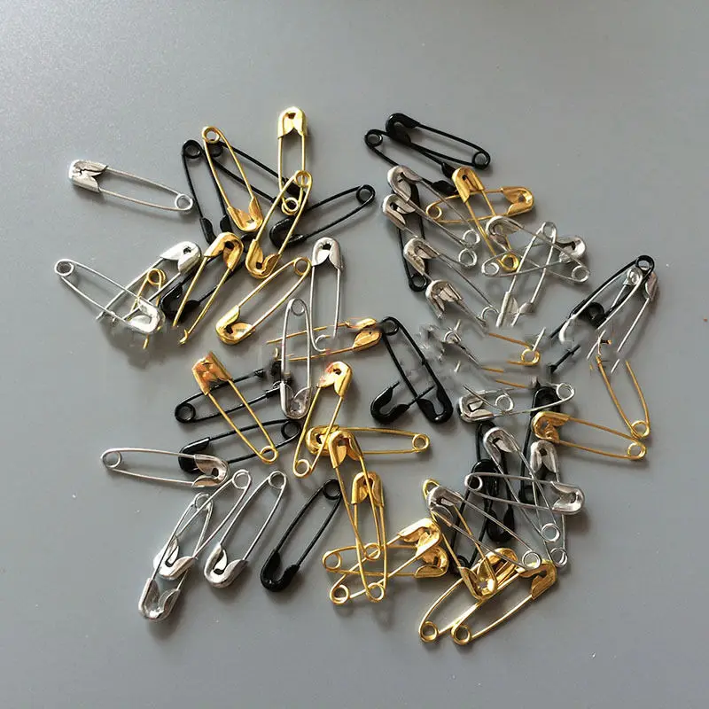 New Safty Pins Black Silwer Gold Metal Small Pin Sewing Clip 19MMin