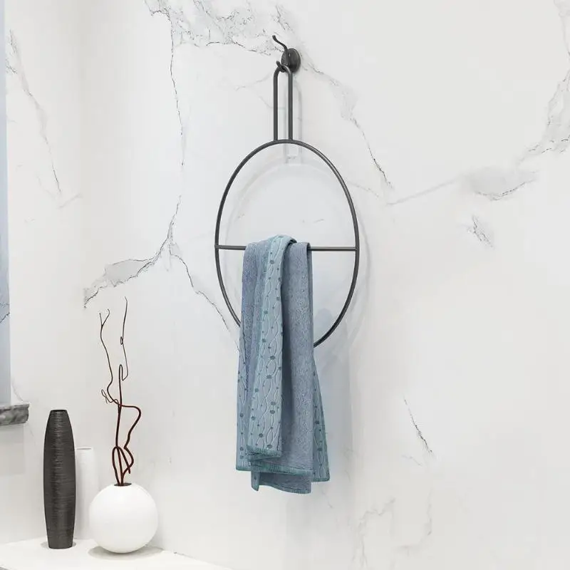 Круглый металлический настенный держатель для полотенец, вешалка для полотенец в ванной, подвесной держатель для кухонных полотенец, настенный держатель для полотенец