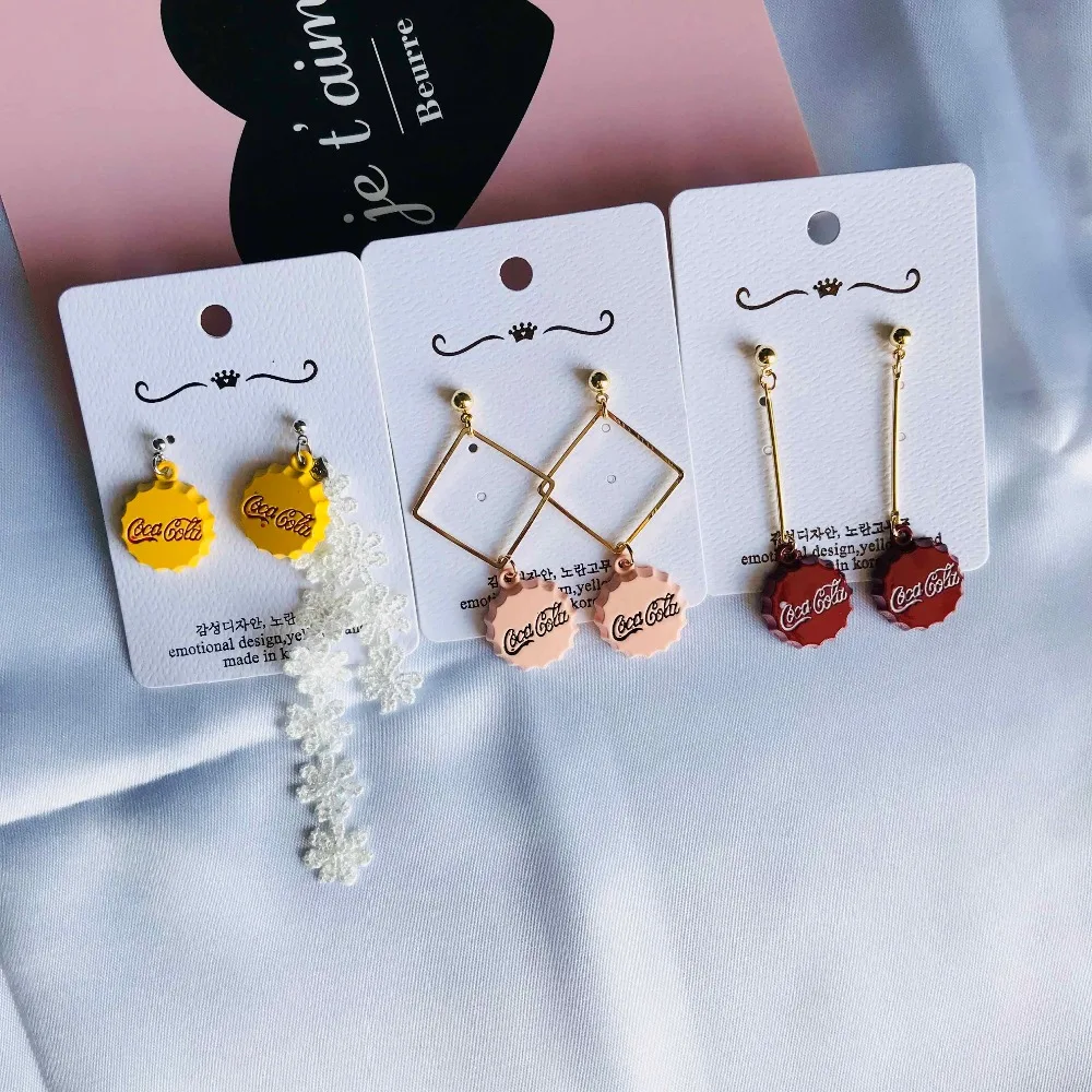 

2018 fashionable colorful cap dangle earrings keepping color high quality drop earrings women's asymmetry outdoors jewelry