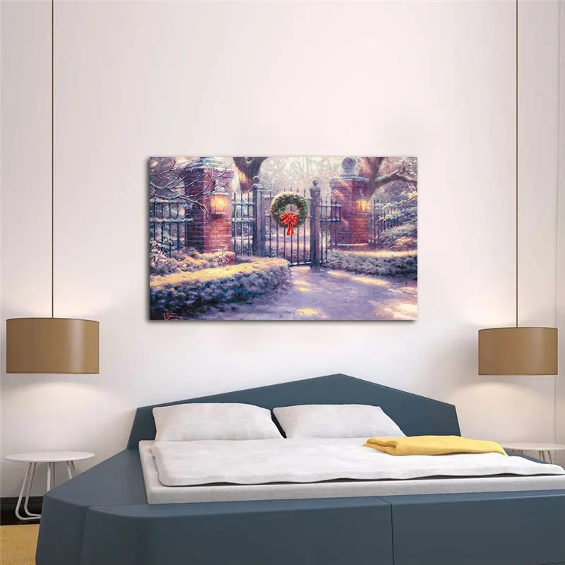 Us 20 99 Charming Winter Wonderland Theme Decorations Western Snow Scene Picture Hd Printing Mural Home Christmas Party Decor In Pendant Drop