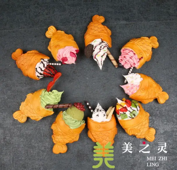 Поддельная рыба мороженое конус модель дисплей Имитация еды taiyaki образец ДЕСЕРТ
