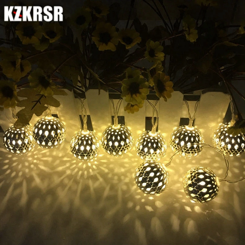 1 2 м 10Led 5 20led серебряный цвет полый металлический шарик светодиодные гирлянды на