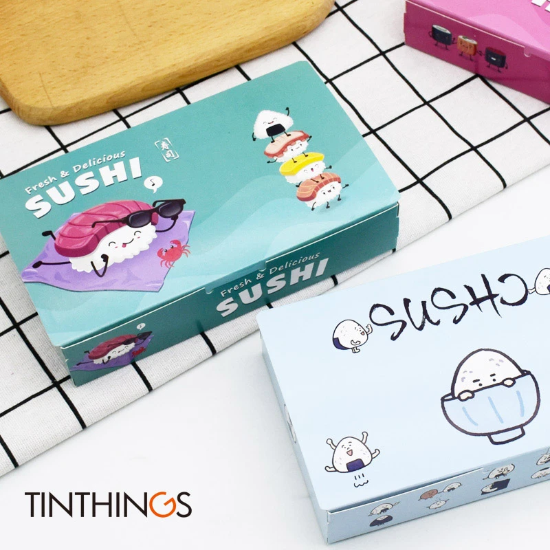 

10 PCS Sushi Box Packaging Fast Food Disposable Sushi Box Japan Rice Ball Paper Takeout Box Food Containers 170x105x35mm