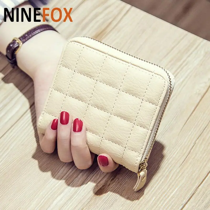 

New Women Quilted Zipper Short Wallet Girls Cute Mini PU Leather Fashion Purse Card Holder Coin Bags Hot Selling