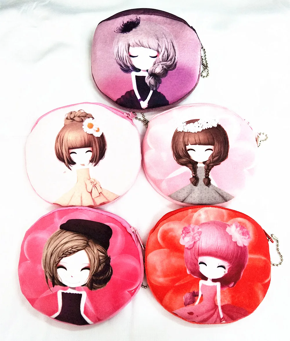

M121 The New Digital Printing Beautiful Girl Plush Cartoon Creative Coin Bag Purse Cloth Girl Women Student Gift Wholesale