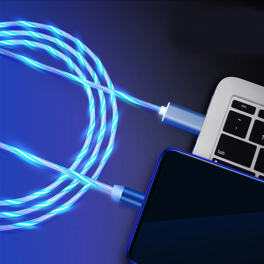 Магнитный зарядный кабель 3 в 1 со светодиодной подсветкой 8pin IOS/Type C/Micro USB разъем