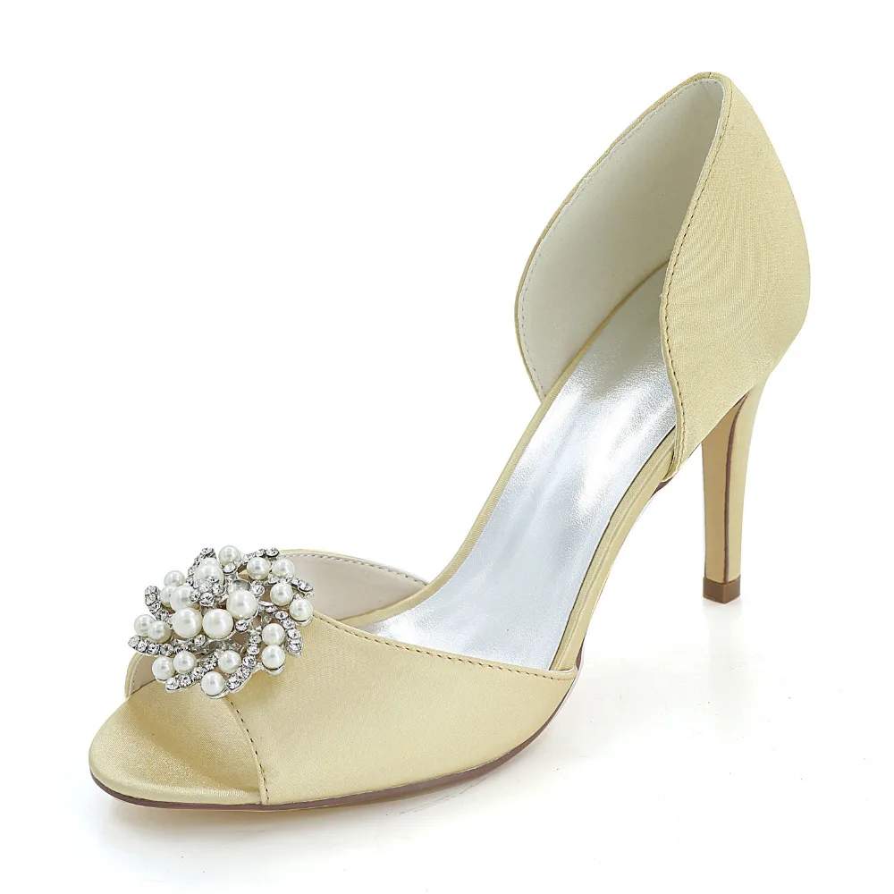 Creativesugar satin D'orsay жемчужные стразы очаровательные туфли-лодочки с открытым носком для невесты Свадебная вечеринка Элегантное платье отдельно, туфли-лодочки на высоком каблуке