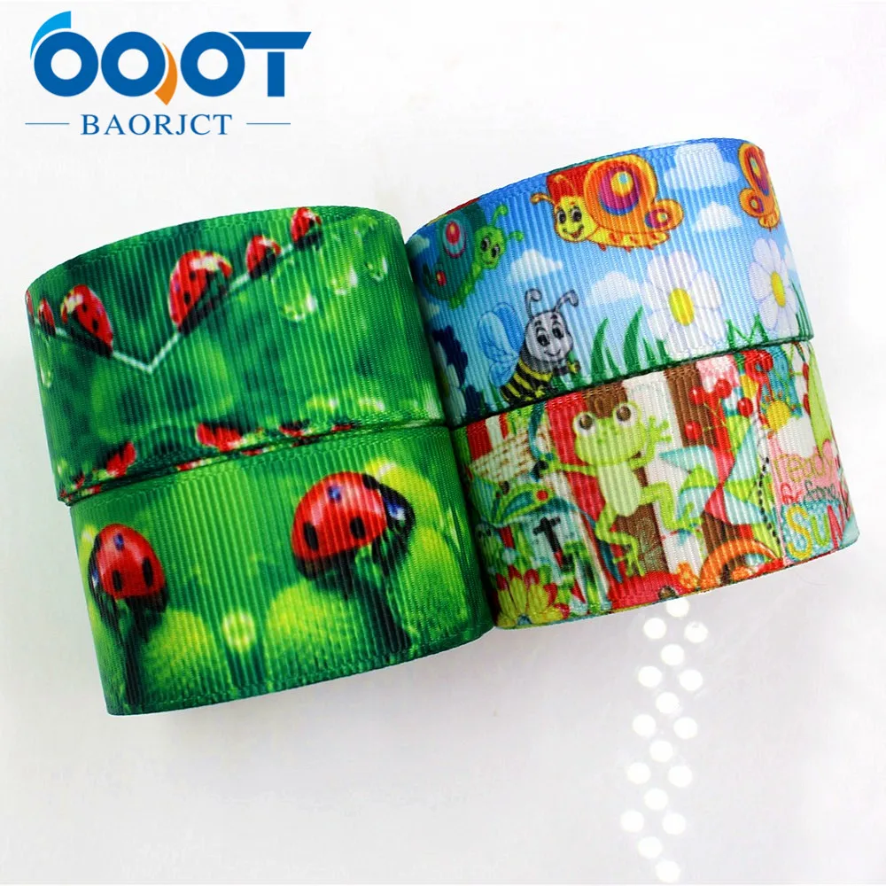 Ленты OOOT BAORJCT 176206 25 мм 10 ярдов Мультяшные термотрансферные печатные grosgrain