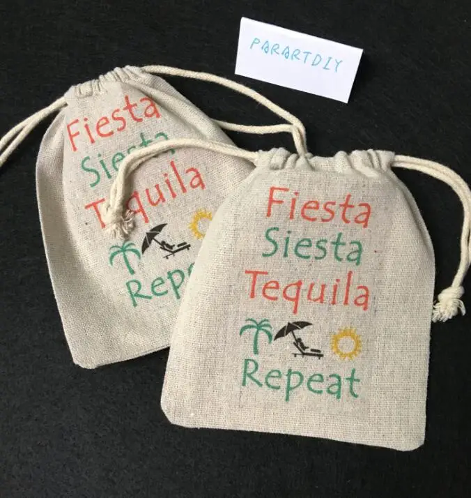 Us 15 73 25 Off Custom Mexico Themed Beach Wedding Party First Aid Hangover Kit Jewelry Favor Muslin Bags Bachelorette Hen Bridal Shower Favors In