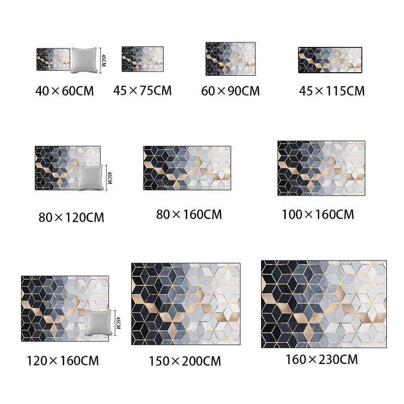 Модный современный ковер из тяжелого металла, золотистый, черный, с узором из страз, коврик с геометрическим рисунком, для спальни, гостиной, нескользящий ковер, на заказ