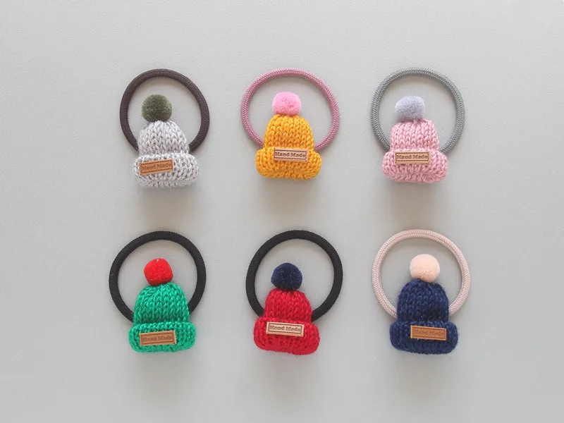 Корейская версия головные уборы для девочек, вязаная шапка для волос, Детские аксессуары для волос на Рождество, шапка, резинка для волос в форме