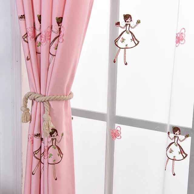 pink princess cartoon curtains