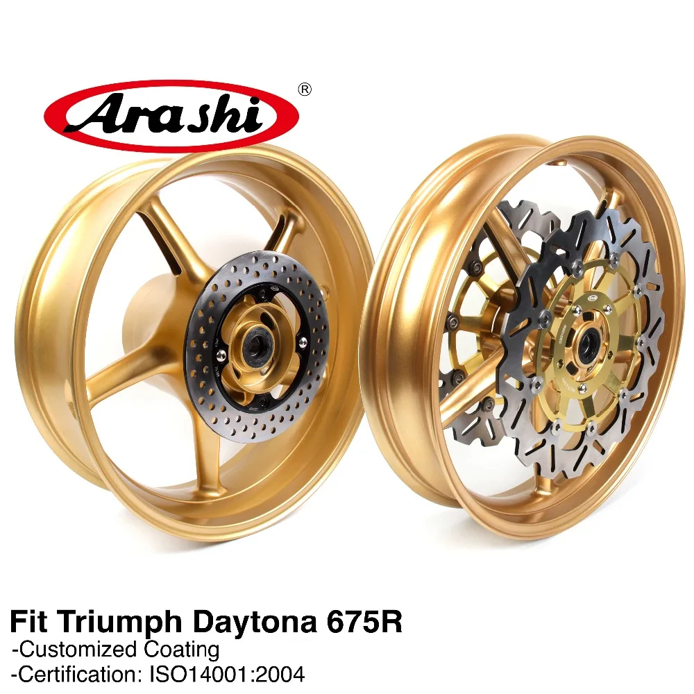 Arashi 1 Set For TRIUMPH Daytona 675 R 2011-2012 Front Rear Wheel Rim Brake Disc Gold 675R |