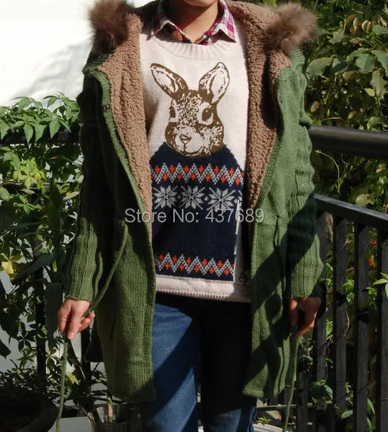 The new  College Wind wool blend sweater wild cute Peter Rabbit