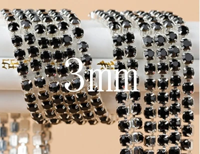 5 yard (3mm) Black color Rhinestone Crystal Cup Claw Chain Trim Strass Banding For DIY Jewelry Wedding Decoration | Дом и сад