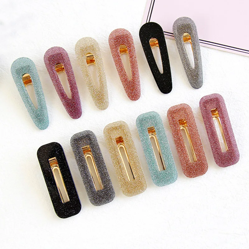 

Gothletic Glitter Resin Barrette Teardrop Acetate Hair Clip Woman Hair Accessories 2019 Hot New Girls Hair Pins