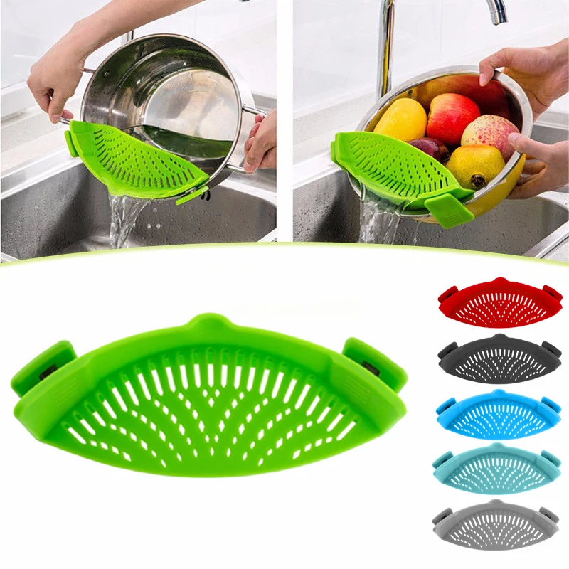 

Silicone Colanders Kitchen Clip On Pot Strainer Drainer For Draining Excess Liquid Univers Draining Pasta Vegetable Cookware
