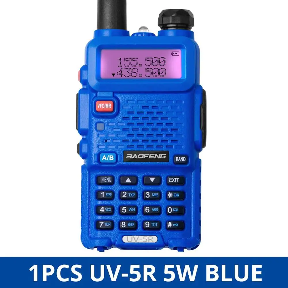 Baofeng UV-5R портативная рация Мини UV 5R CB радиостанция Двухдиапазонная UHF VHF Портативная радиостанция двухстороннее радио Comunicador UV5R BF-UV5R - Цвет: 5W Blue