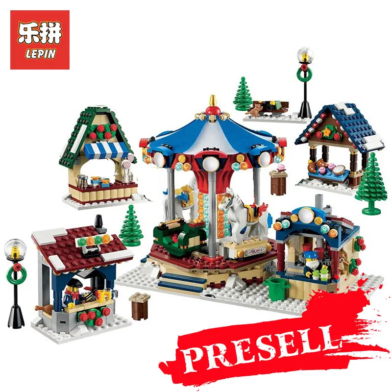 

Lepin 36010 1412Pcs Winter Village Market Set for Children Educational Building Blocks Bricks Toys Compatible LegoINGlys 10235