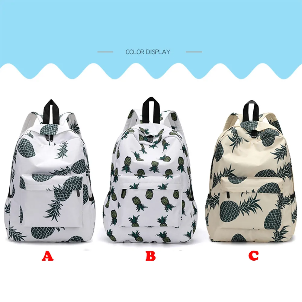 

School Backpack Fresh Style Women Backpacks Pineapple Print Bookbags Female Travel Backpack New Zipper Mochila Menina