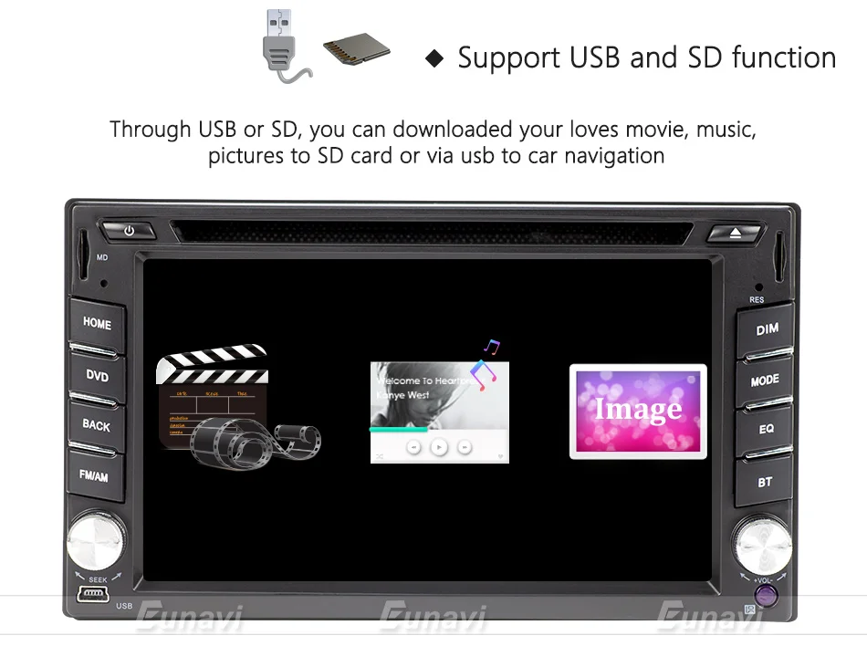 Sale Eunavi 2 Din Android 8.1 TDA7851 Universal Car DVD Radio Multimedia Player Video Stereo GPS Navigation USB WIFI free camera BT 17