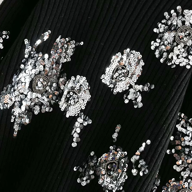 Najtaniej Vintage frezowanie cekiny luźne dzianinowe swetry damskie 2019 moda golf z długim rękawem damskie swetry dżersej na co dzień Mujer