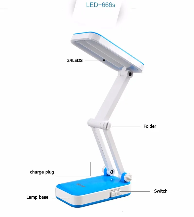 Перезаряжаемый светодиодный Настольный светильник складные для чтения настольная лампа 2 со ступенчатым затемнением настольная лампа